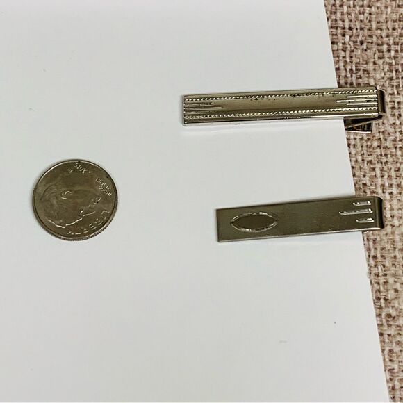 VTG Silver Tie Clips Lot of 2 - Picture 1 of 2